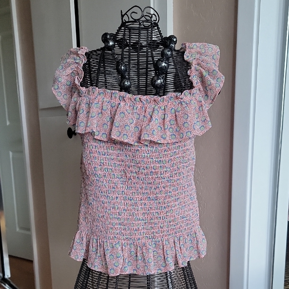 Pink Ruffled Women's Top